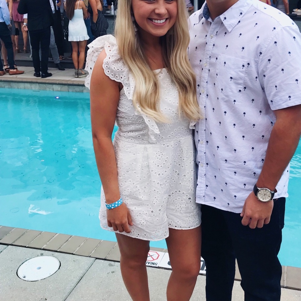 White eyelet romper
